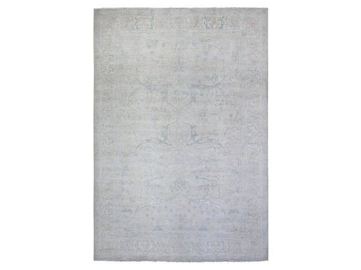 9'9" x 13'8" New Hand Knotted Grey Wool Rectangle Oriental Rug - MOA10288084
