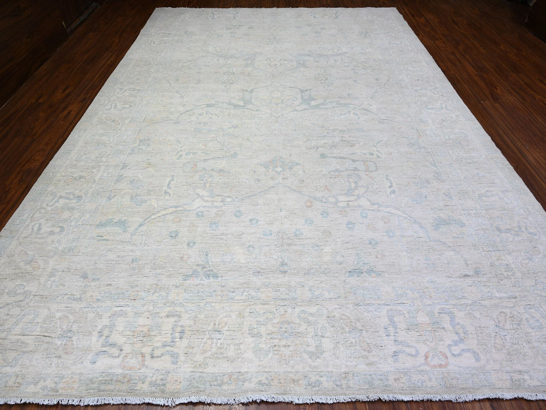 9'9" x 13'8" New Hand Knotted Grey Wool Rectangle Oriental Rug - MOA10288084