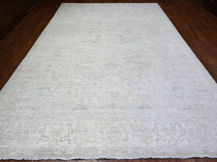 9'9" x 13'8" New Hand Knotted Grey Wool Rectangle Oriental Rug - MOA10288084