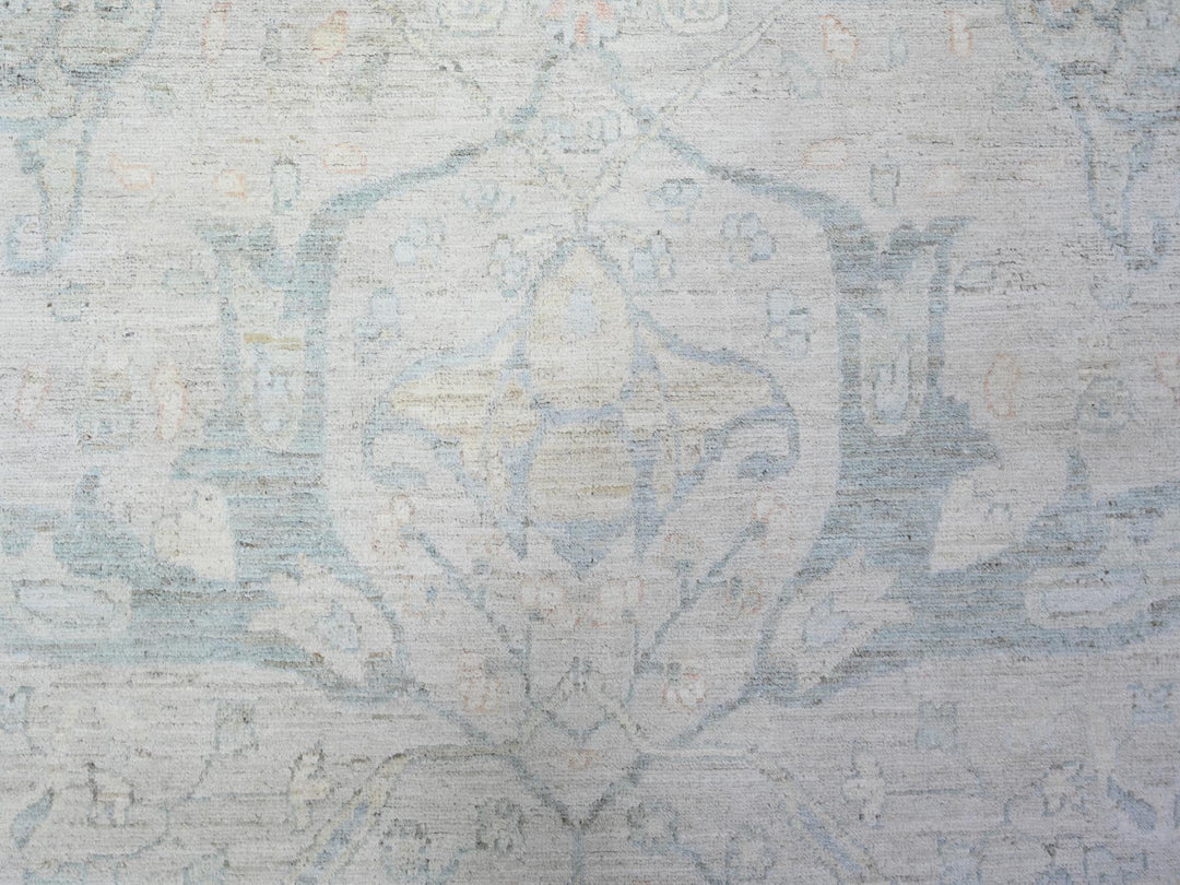 9'9" x 13'8" New Hand Knotted Grey Wool Rectangle Oriental Rug - MOA10288084