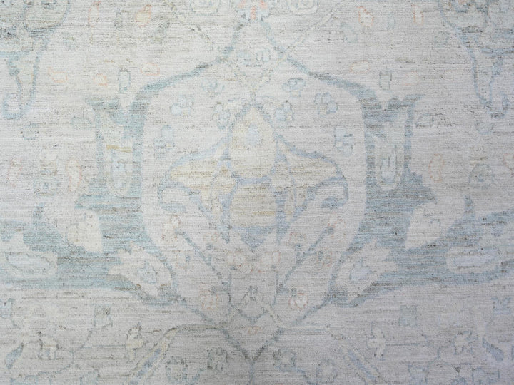 9'9" x 13'8" New Hand Knotted Grey Wool Rectangle Oriental Rug - MOA10288084