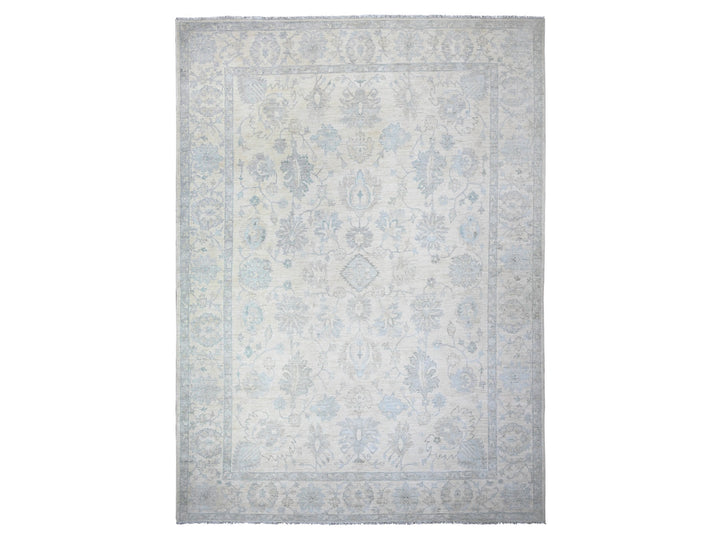 10'2" x 14'1" New Hand Knotted Ivory Wool Rectangle Oriental Rug - MOA10288085