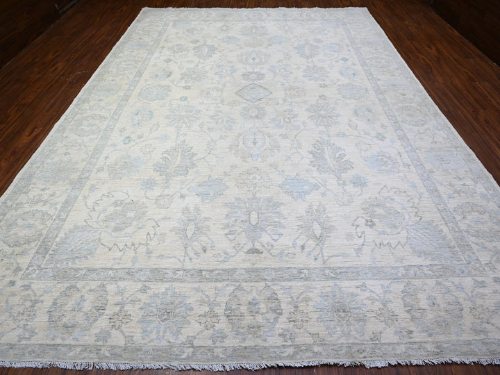10'2" x 14'1" New Hand Knotted Ivory Wool Rectangle Oriental Rug - MOA10288085