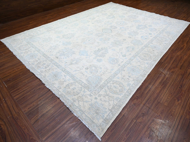 10'2" x 14'1" New Hand Knotted Ivory Wool Rectangle Oriental Rug - MOA10288085