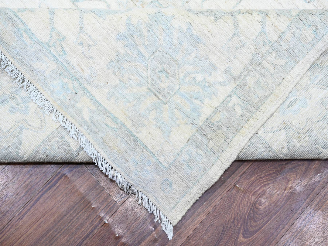 10'2" x 14'1" New Hand Knotted Ivory Wool Rectangle Oriental Rug - MOA10288085