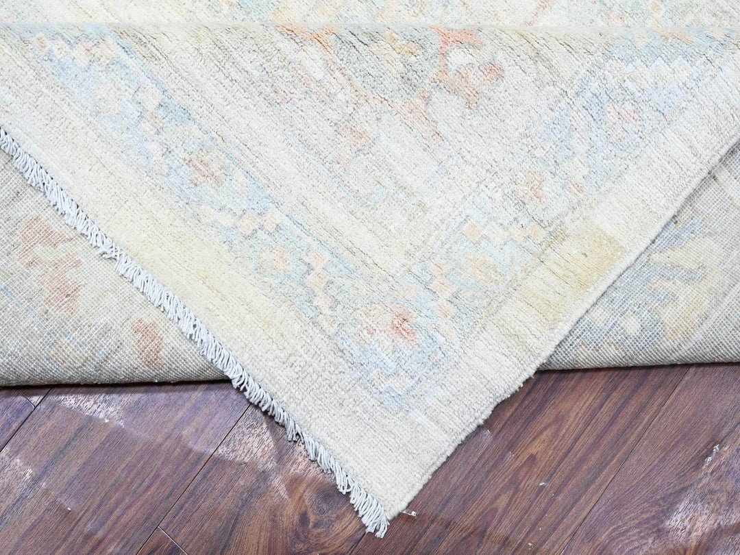 11'7" x 15'0" New Hand Knotted Ivory Wool Rectangle Oriental Rug - MOA10288088