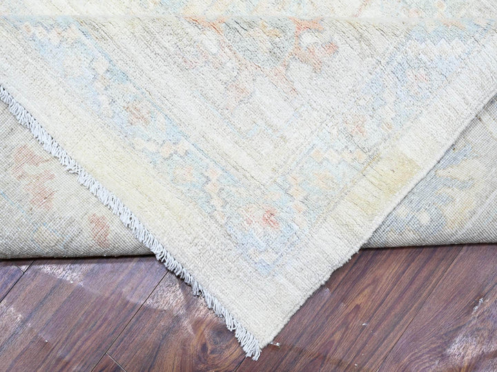11'7" x 15'0" New Hand Knotted Ivory Wool Rectangle Oriental Rug - MOA10288088