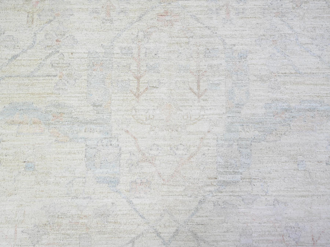 11'7" x 15'0" New Hand Knotted Ivory Wool Rectangle Oriental Rug - MOA10288088
