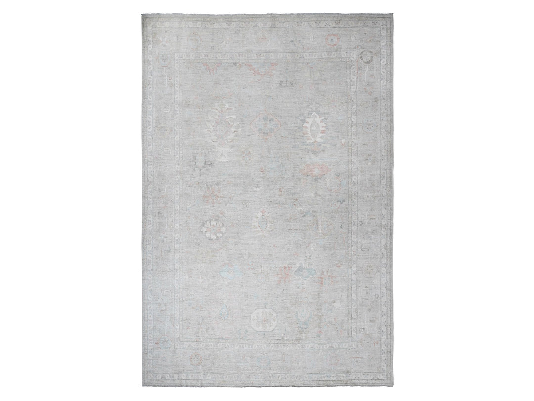 13'2" x 17'7" New Hand Knotted Grey Wool Rectangle Oriental Rug - MOA10288089