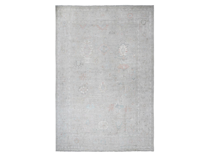 13'2" x 17'7" New Hand Knotted Grey Wool Rectangle Oriental Rug - MOA10288089
