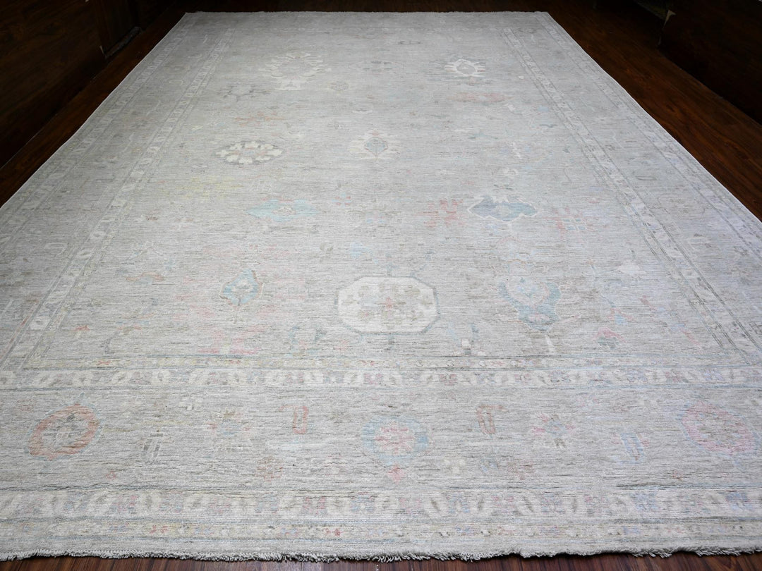 13'2" x 17'7" New Hand Knotted Grey Wool Rectangle Oriental Rug - MOA10288089