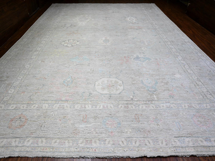 13'2" x 17'7" New Hand Knotted Grey Wool Rectangle Oriental Rug - MOA10288089