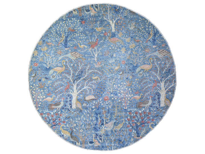 10'0" x 10'4" New Hand Knotted Blue Wool Round Oriental Rug - MOA10288093