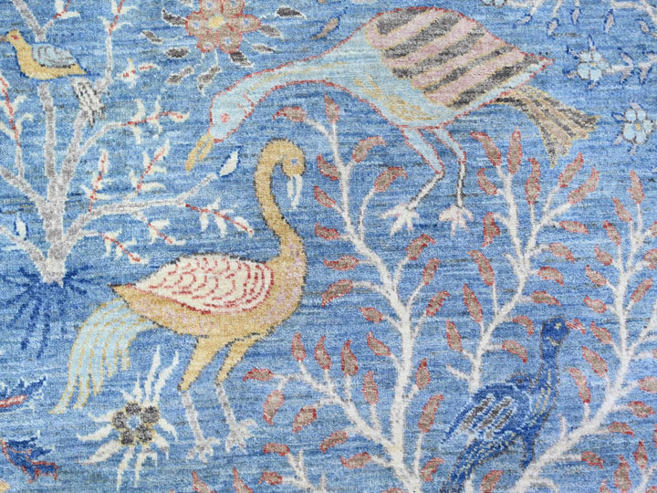 10'0" x 10'4" New Hand Knotted Blue Wool Round Oriental Rug - MOA10288093