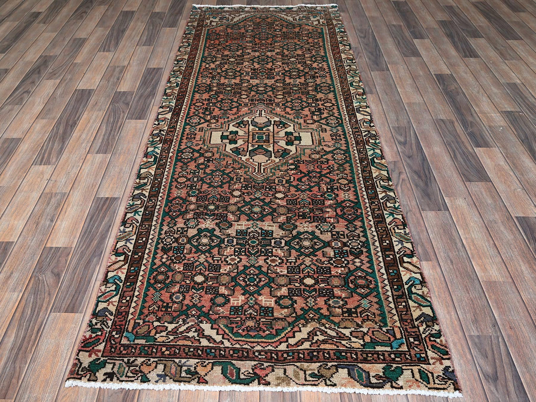 3'0" x 8'1" Vintage Hand Knotted Orange Wool Runner Oriental Rug - MOA102880