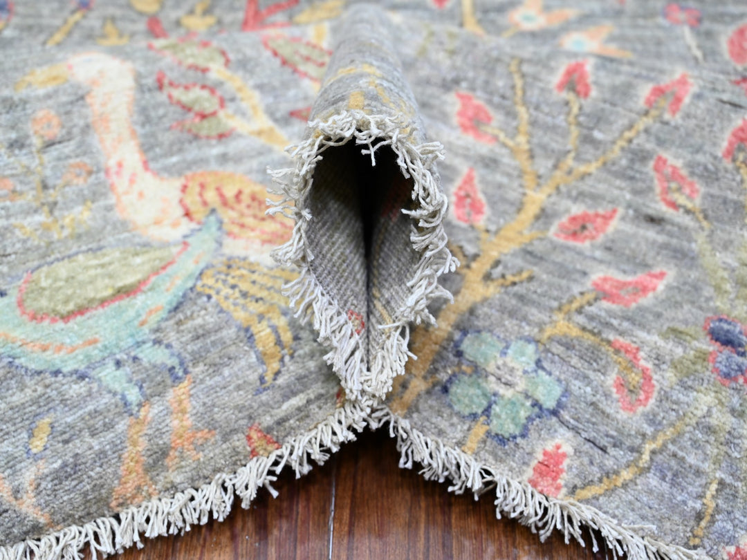 9'8" x 9'9" New Hand Knotted Grey Wool Round Oriental Rug - MOA10288101