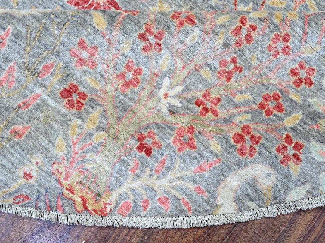 9'8" x 9'9" New Hand Knotted Grey Wool Round Oriental Rug - MOA10288101