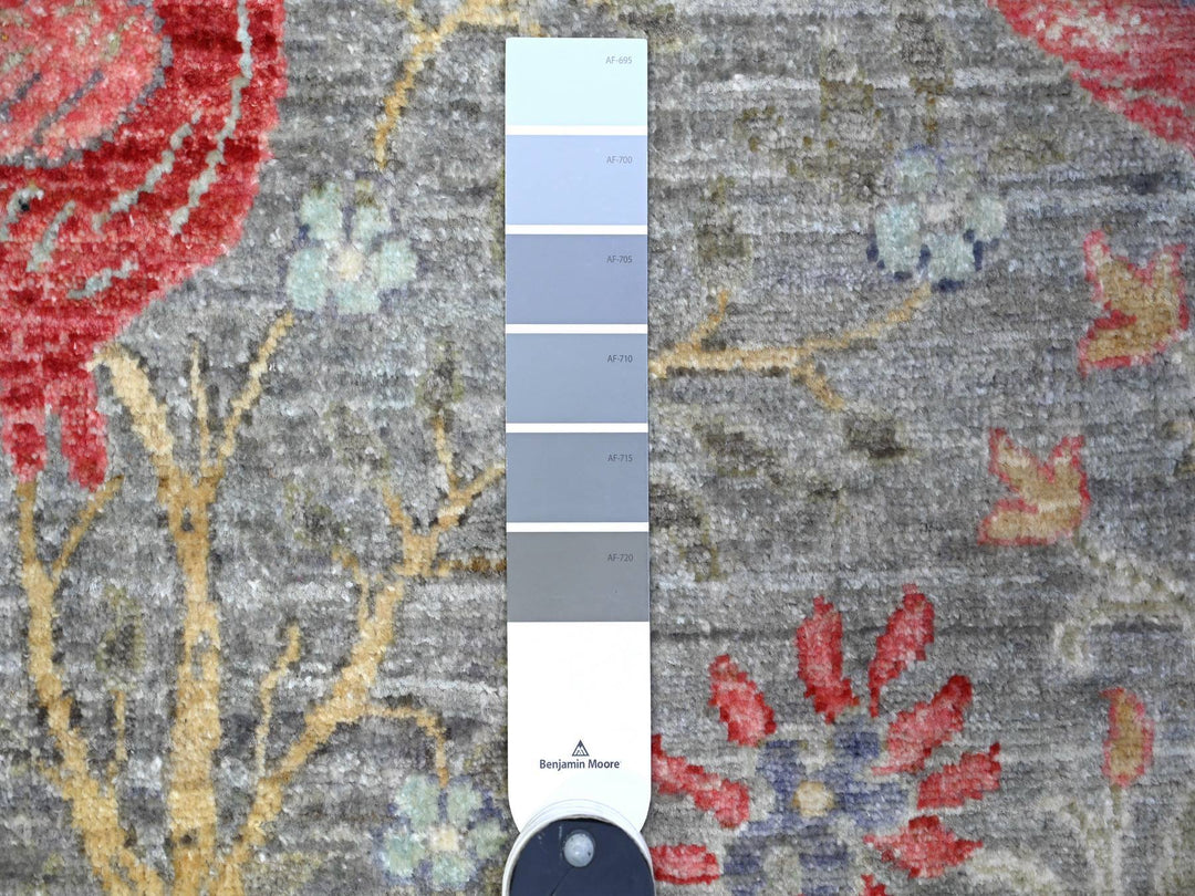 9'8" x 9'9" New Hand Knotted Grey Wool Round Oriental Rug - MOA10288101