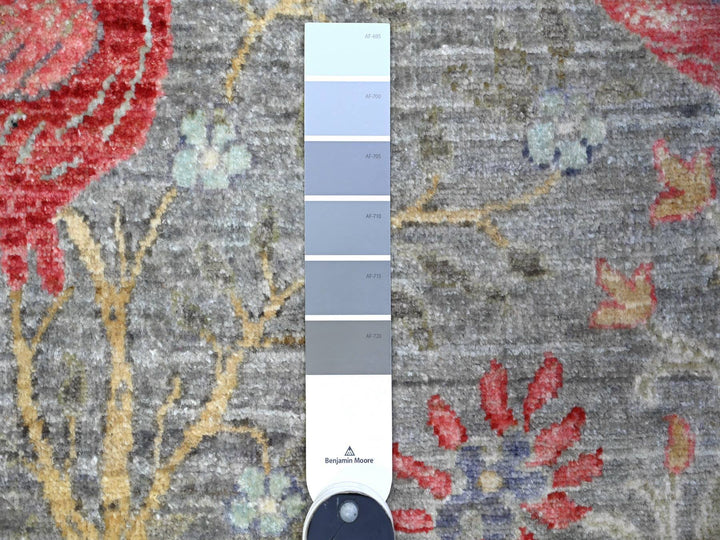 9'8" x 9'9" New Hand Knotted Grey Wool Round Oriental Rug - MOA10288101