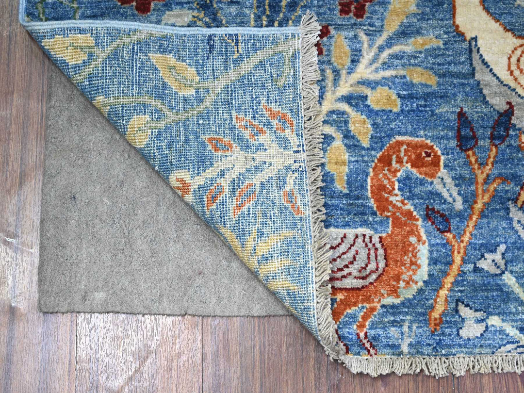 5'0" x 6'4" New Hand Knotted Blue Wool Rectangle Oriental Rug - MOA10288110