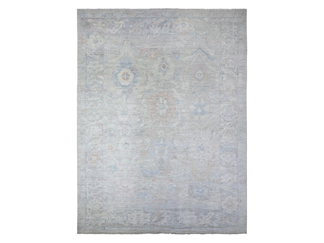 11'11" x 15'5" New Hand Knotted Grey Wool Rectangle Oriental Rug - MOA10288136
