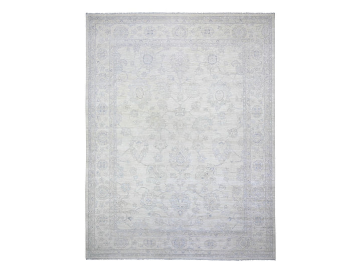 11'8" x 15'0" New Hand Knotted Ivory Wool Rectangle Oriental Rug - MOA10288140