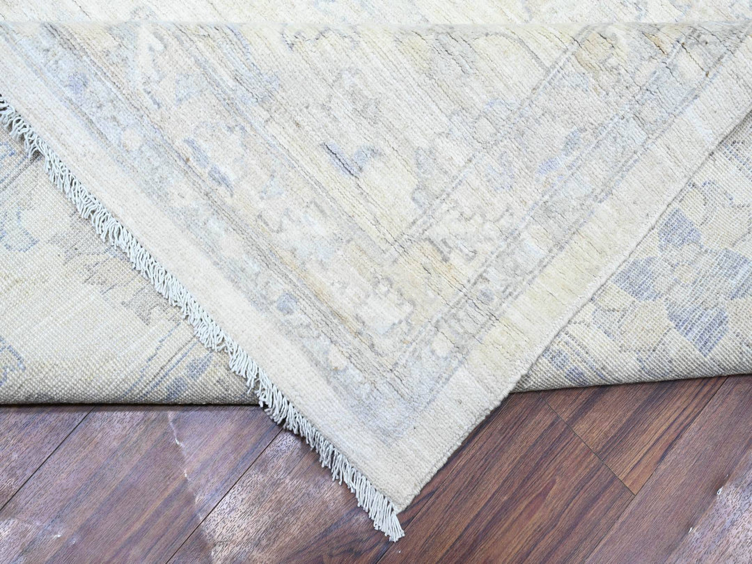 11'8" x 15'0" New Hand Knotted Ivory Wool Rectangle Oriental Rug - MOA10288140