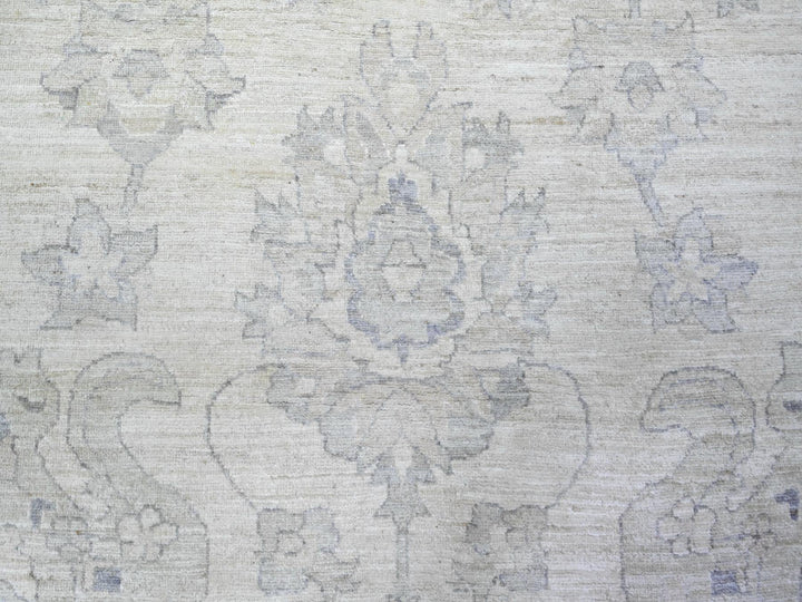 11'8" x 15'0" New Hand Knotted Ivory Wool Rectangle Oriental Rug - MOA10288140