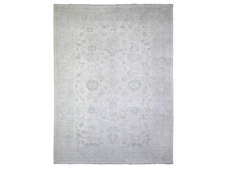 11'6" x 15'3" New Hand Knotted Ivory Wool Rectangle Oriental Rug - MOA10288141