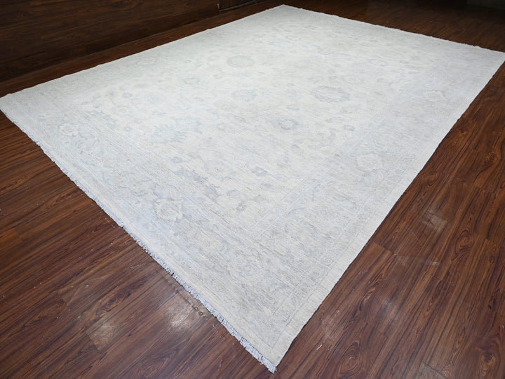 11'6" x 15'3" New Hand Knotted Ivory Wool Rectangle Oriental Rug - MOA10288141