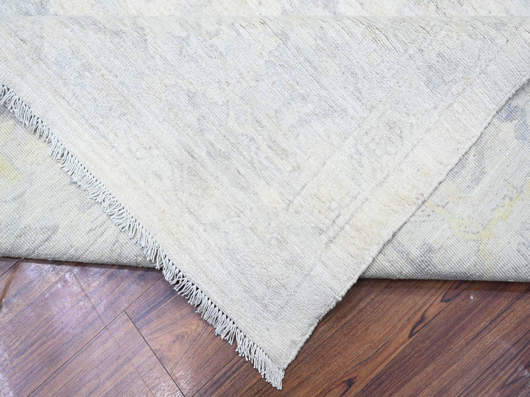 11'6" x 15'3" New Hand Knotted Ivory Wool Rectangle Oriental Rug - MOA10288141