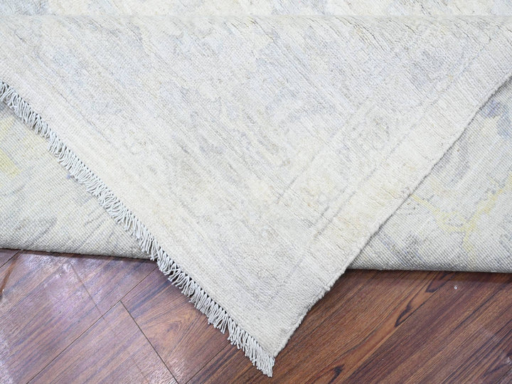 11'6" x 15'3" New Hand Knotted Ivory Wool Rectangle Oriental Rug - MOA10288141