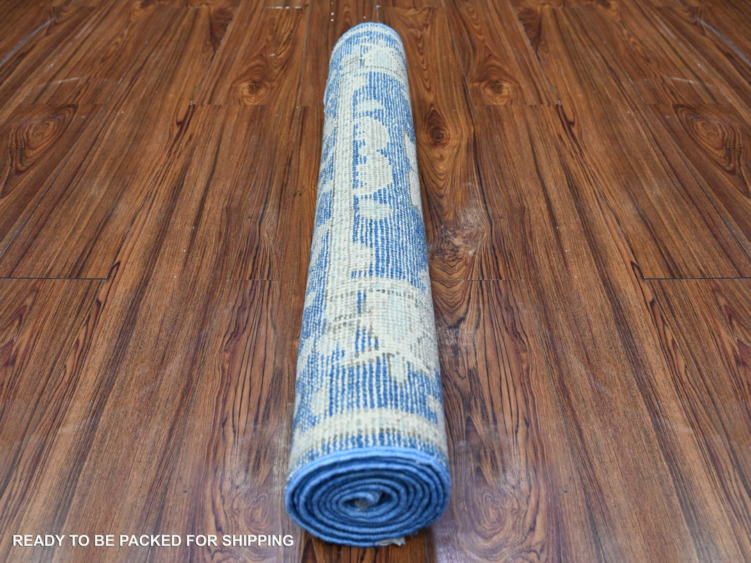 2'7" x 7'10" New Hand Knotted Blue Wool Runner Oriental Rug - MOA10288147