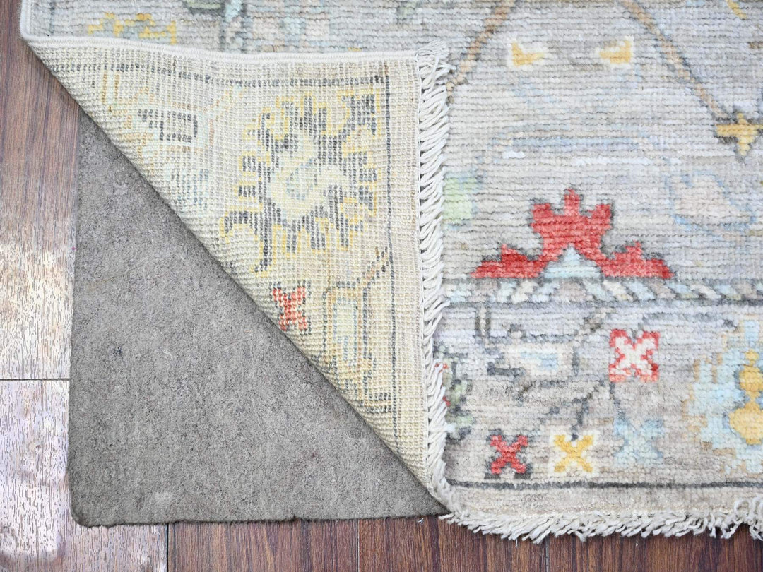 3'1" x 10'6" New Hand Knotted Grey Wool Runner Oriental Rug - MOA10288149