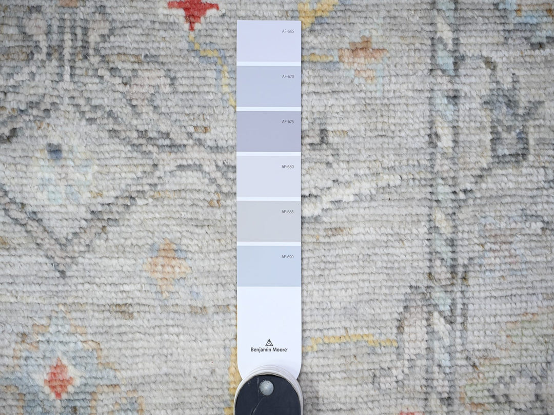3'1" x 10'6" New Hand Knotted Grey Wool Runner Oriental Rug - MOA10288149