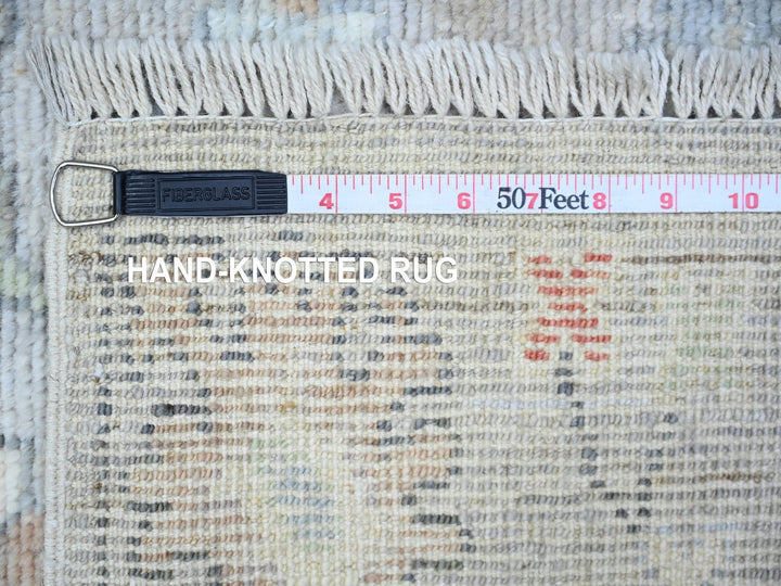 3'1" x 10'6" New Hand Knotted Grey Wool Runner Oriental Rug - MOA10288149