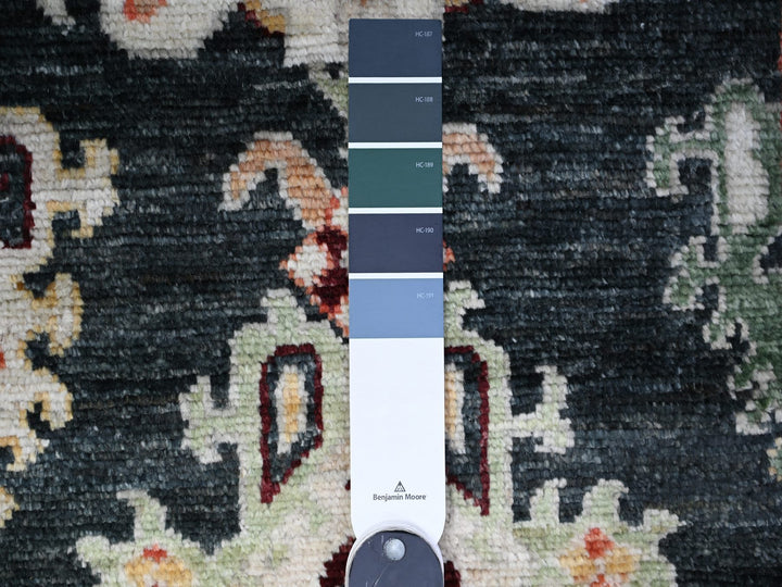 2'9" x 9'10" New Hand Knotted Black Wool Runner Oriental Rug - MOA10288158