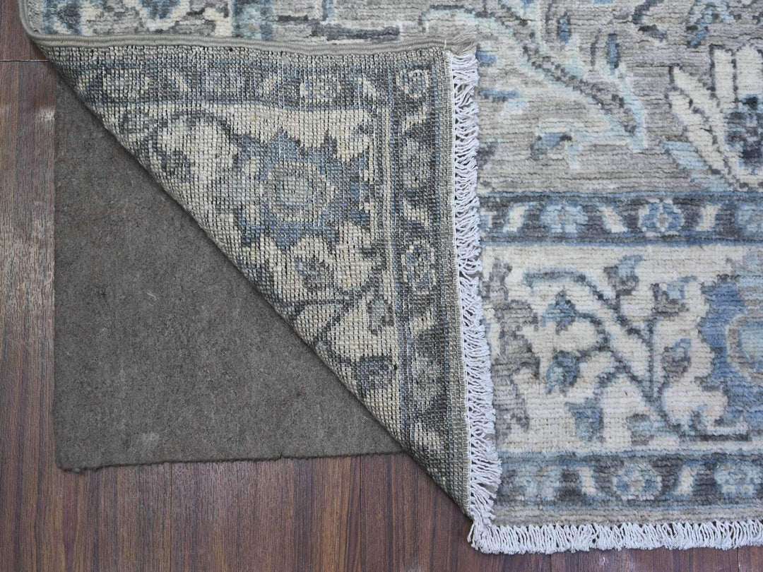 4'0" x 11'11" New Hand Knotted Grey Wool Runner Oriental Rug - MOA10288168