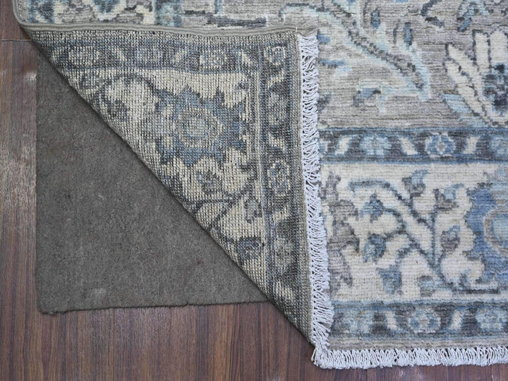 4'0" x 11'11" New Hand Knotted Grey Wool Runner Oriental Rug - MOA10288168