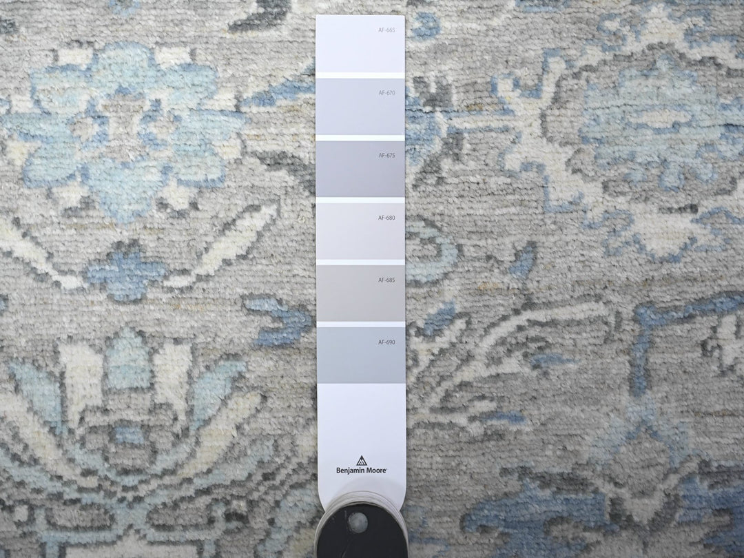 4'0" x 11'11" New Hand Knotted Grey Wool Runner Oriental Rug - MOA10288168