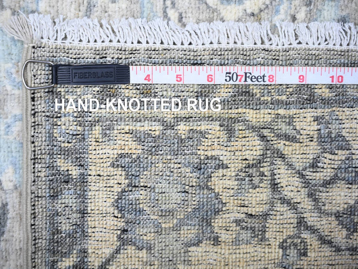 4'0" x 11'11" New Hand Knotted Grey Wool Runner Oriental Rug - MOA10288168