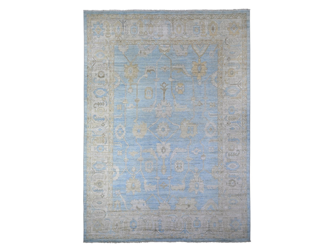 10'0" x 13'8" New Hand Knotted Blue Wool Rectangle Oriental Rug - MOA10288182