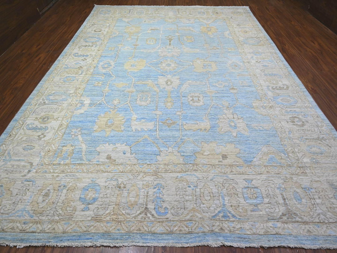 10'0" x 13'8" New Hand Knotted Blue Wool Rectangle Oriental Rug - MOA10288182
