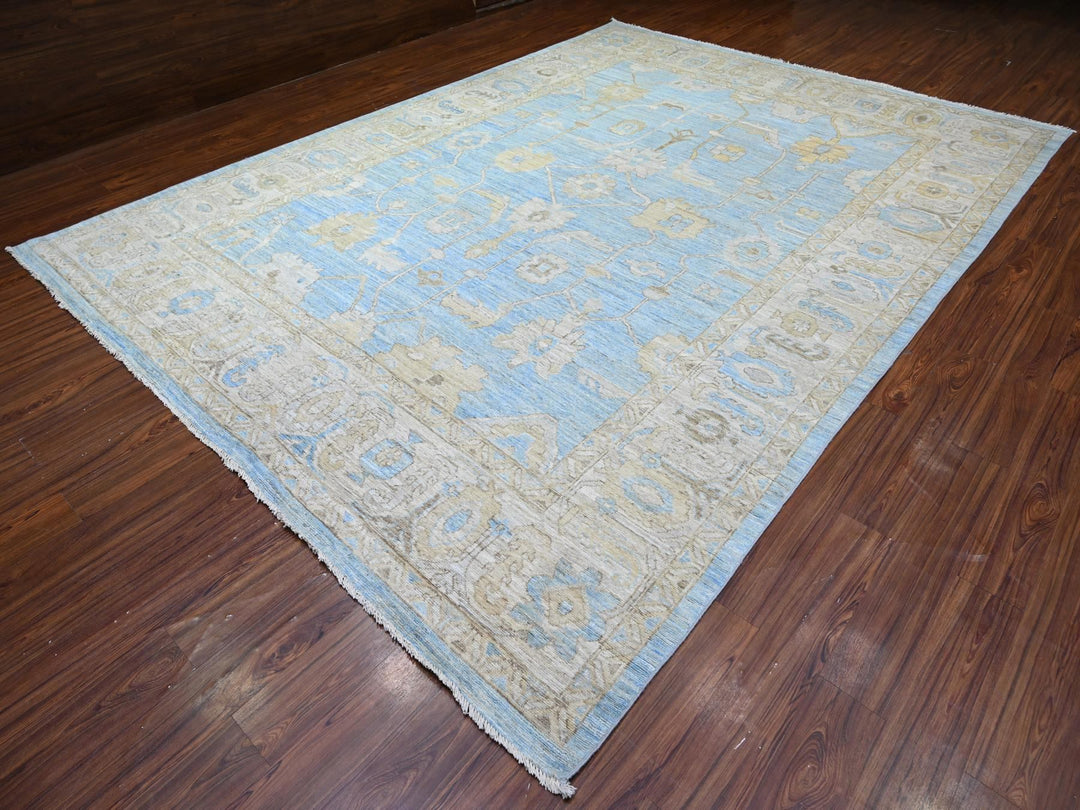 10'0" x 13'8" New Hand Knotted Blue Wool Rectangle Oriental Rug - MOA10288182
