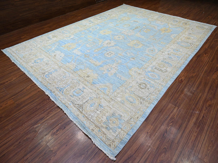 10'0" x 13'8" New Hand Knotted Blue Wool Rectangle Oriental Rug - MOA10288182