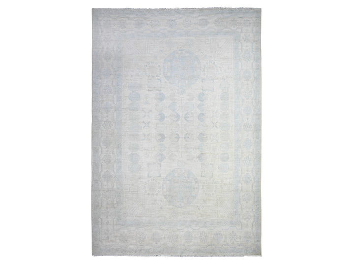 9'5" x 13'7" New Hand Knotted Ivory Wool Rectangle Oriental Rug - MOA10288186
