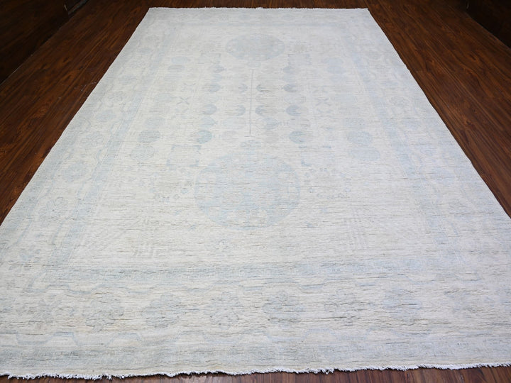 9'5" x 13'7" New Hand Knotted Ivory Wool Rectangle Oriental Rug - MOA10288186