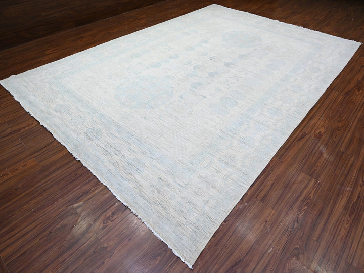 9'5" x 13'7" New Hand Knotted Ivory Wool Rectangle Oriental Rug - MOA10288186