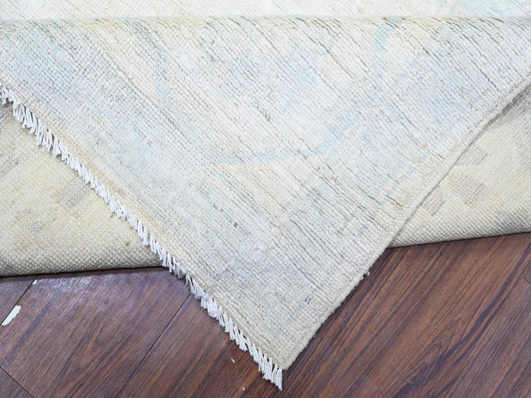9'5" x 13'7" New Hand Knotted Ivory Wool Rectangle Oriental Rug - MOA10288186