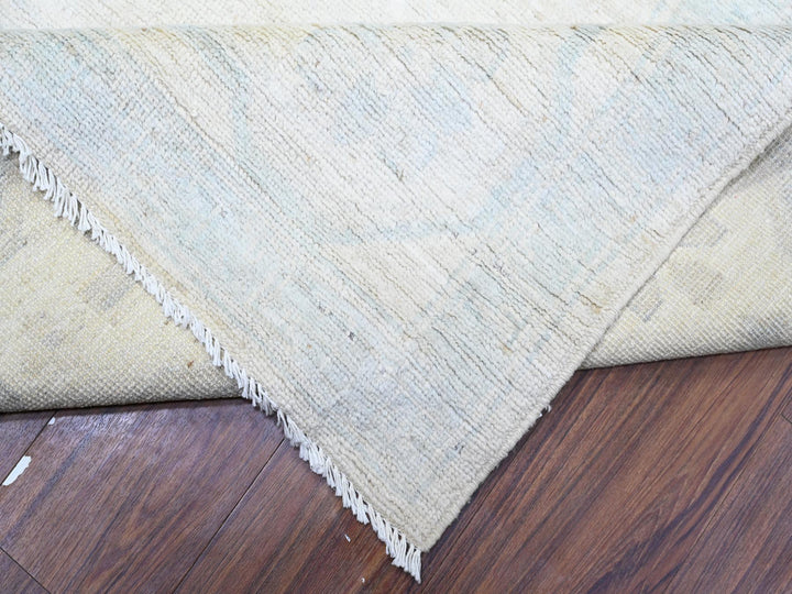 9'5" x 13'7" New Hand Knotted Ivory Wool Rectangle Oriental Rug - MOA10288186